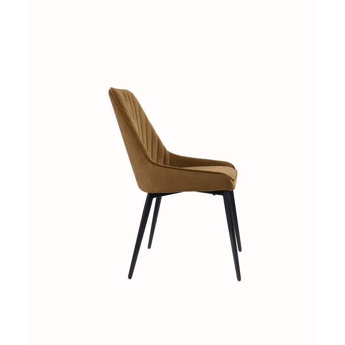 Modus Furniture Lucia Upholstered Dining Chair in Cognac Velvet and Black Metal 655450406324 LEPJ64 Image 3