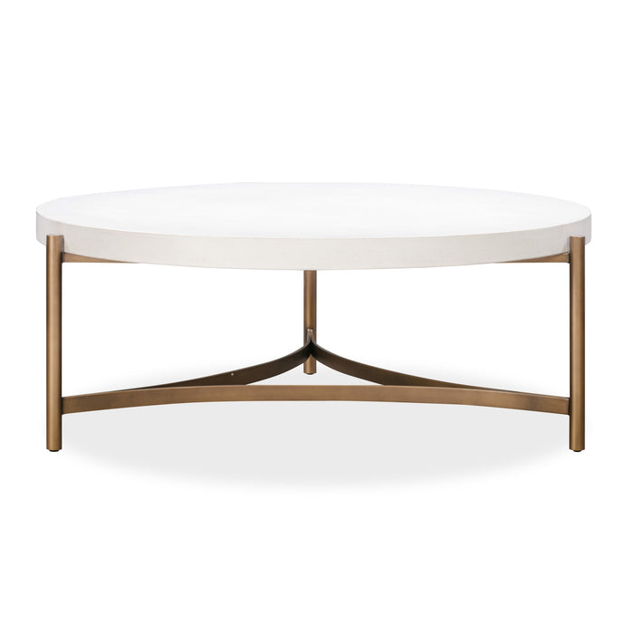 Modus Furniture Lyon Round White Concrete and Metal Coffee Table 655450406133 A8N121 Image 2