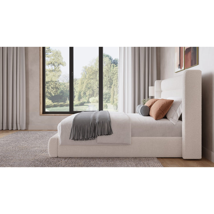 Modus Furniture Frank Upholstered Wingback Platform Bed in Cottage Cheese Boucle  PCRWJ  Image 2