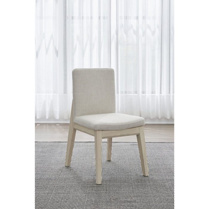 Modus Furniture Liv Solid Wood Dining Chair in White Sand and Natural Linen 655450450556 QHTP63A Main Image