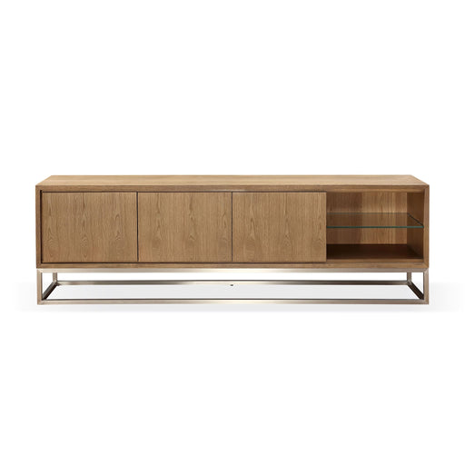 Modus Furniture One Coastal Modern 84 inch TV Console in Brushed Stainless Steel and Bisque 655450404726 JVLH263L Main Image