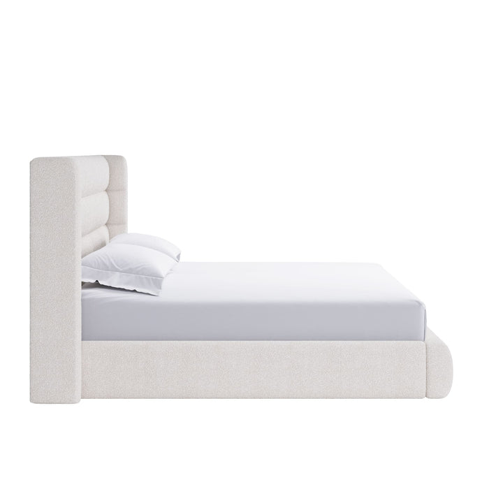 Modus Furniture Frank Upholstered Wingback Platform Bed in Cottage Cheese Boucle  PCRWJ  Image 6