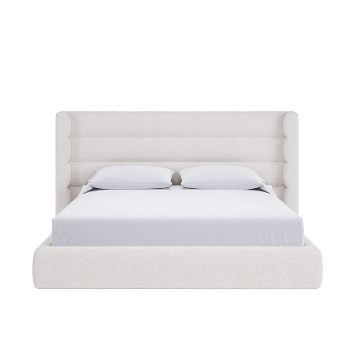 Modus Furniture Frank Upholstered Wingback Platform Bed in Cottage Cheese Boucle  PCRWJ  Image 4