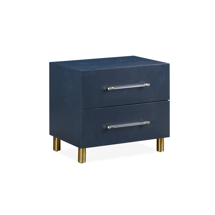 Modus Furniture Argento Two Drawer USB Charging Nightstand in Navy Blue and Burnished Brass 655450368257 9DKB81 Image 7