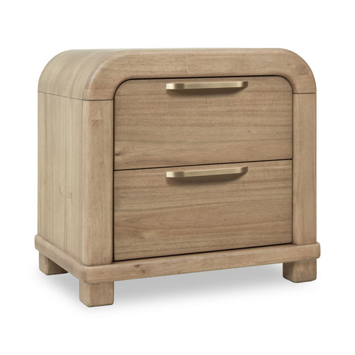 Modus Furniture Kione Two Drawer Acacia Wood Nightstand in Lioness 655450475535 TXXW81B Image 1