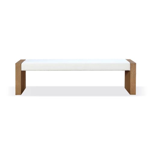 Modus Furniture One Modern Coastal Slab Leg Upholstered Dining Bench in White Oak and White Pearl 655450404566 JVLH71P Main Image