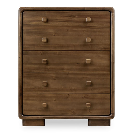 Modus Furniture Boka Five Drawer Acacia Wood Chest in Impala 655450474934 TVXU84 Main Image