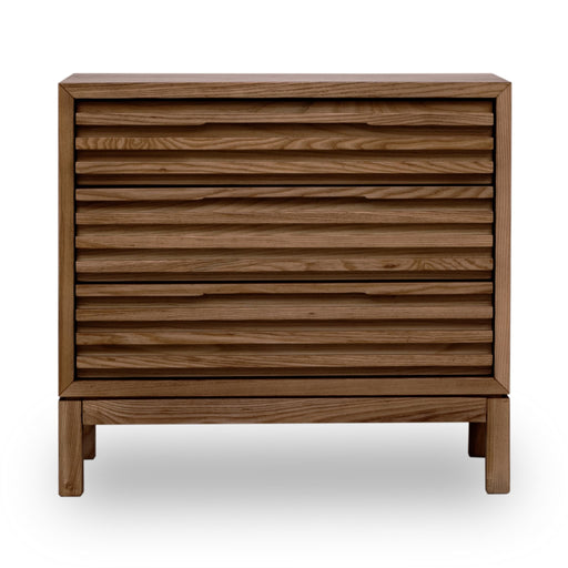 Modus Furniture Tanner Three Drawer Ash Wood Nightstand in Roux 655450444937 QPUA81B Main Image