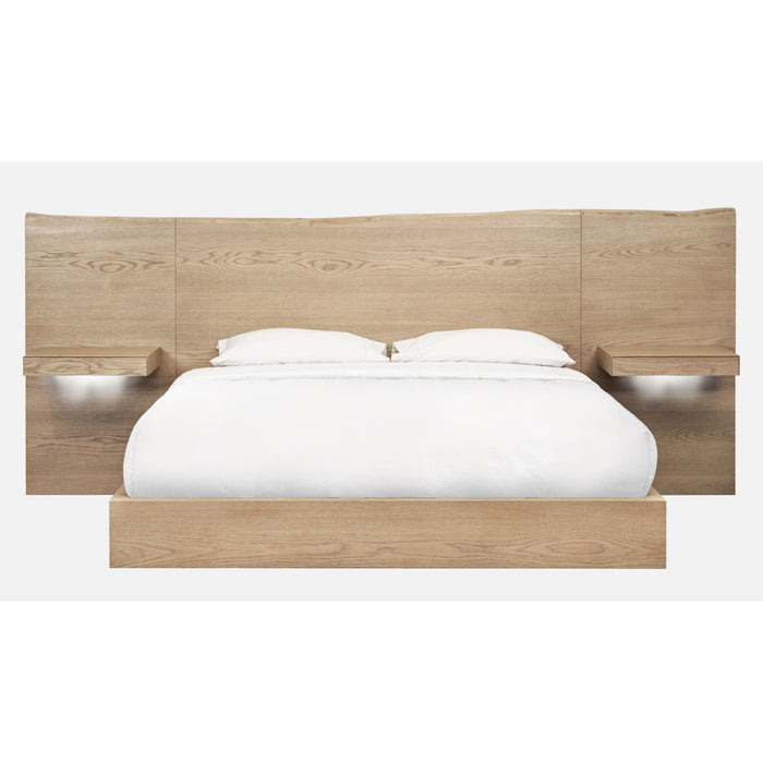 Modus Furniture One Coastal Modern Live Edge Wall Bed with Floating Nightstands in Bisque  JVLHJ  Main Image