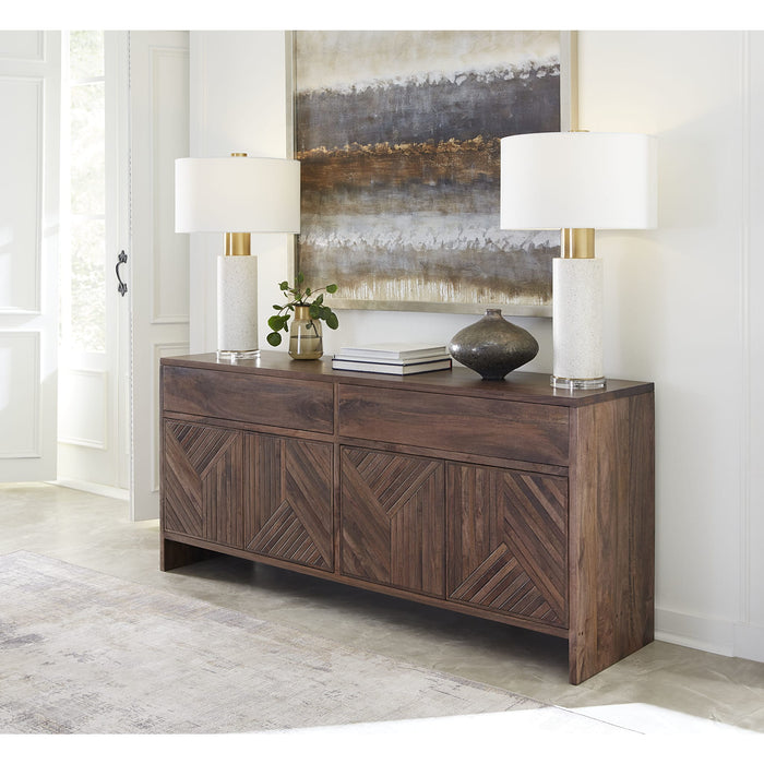 Modus Furniture Fevano Four Door Two Drawer Solid Wood Sideboard in Smoked Brown 655450414640 PGRR78 Main Image