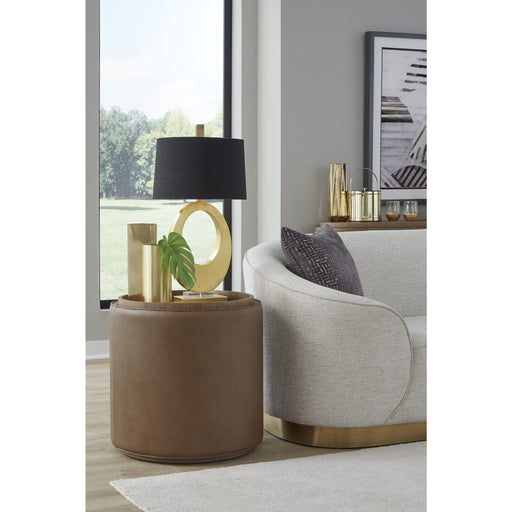 Modus Furniture Yeal Leather Upholstered Storage End Table with Wooden Tray Top 655450483684 VG8422 Main Image