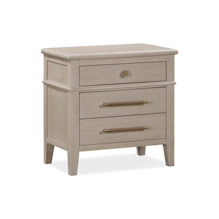 Modus Furniture Camden Three Drawer Oak Wood Nightstand in Chai 655450436628 QATK81B Image 2