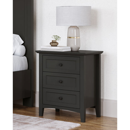 Modus Furniture Grace Three Drawer Nightstand in Raven Black 655450408861 PNRB81 Main Image