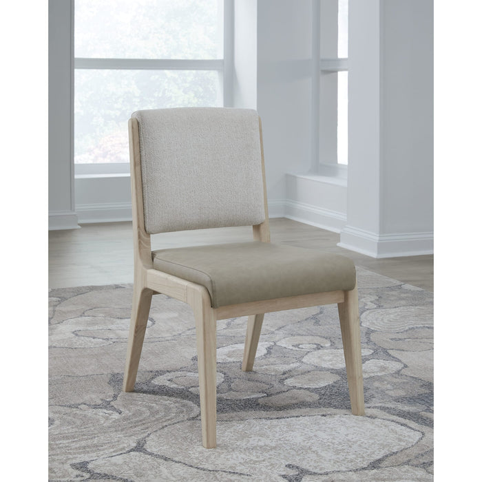 Modus Furniture Zinnia Upholstered Dining Chair in White Sand, Buttermilk Leather and Dune Chenille 655450464034 RSTP65 Main Image