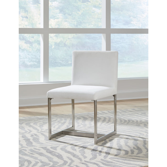 Modus Furniture Eliza Upholstered Dining Chair in Pearl and Brushed Stainless Steel 655450349935 5WT763 Main Image