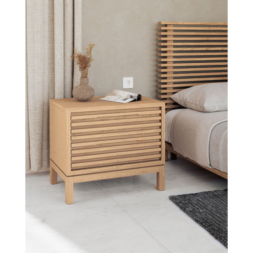 Modus Furniture Tanner Two Drawer Ash Wood Nightstand in Flaxen 655450444456 QPUD81 Main Image