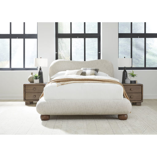 Modus Furniture Afra Chenille Upholstered Wood Leg Platform Bed in Chinchilla  UVFWT  Image 1