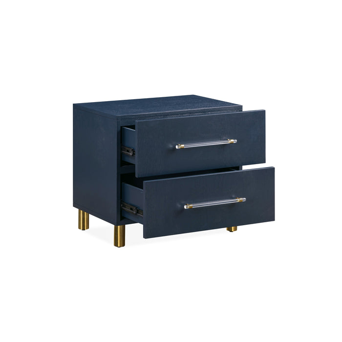 Modus Furniture Argento Two Drawer USB Charging Nightstand in Navy Blue and Burnished Brass 655450368257 9DKB81 Image 3