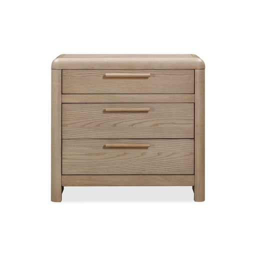 Modus Furniture Furano Three Drawer Ash Wood Nightstand in Ginger 655450441080 QDTW81B Image 1