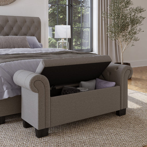 Modus Furniture Royal Rolled Arm Storage Bench in Dolphin Linen 655450382000 3ZH38811 Image 2