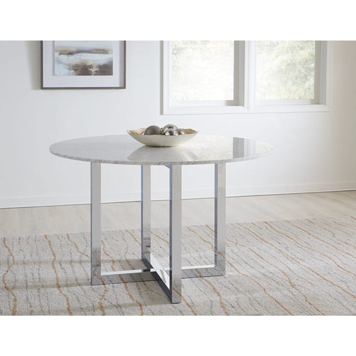 Modus Furniture Amalfi 48 inch Round Carrara Marble Top Dining Table with Chrome Base 655450234101 1AJ5614M Main Image