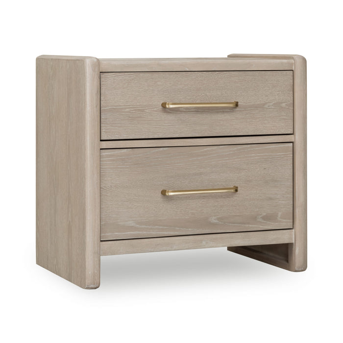 Modus Furniture Gardenia 2 Drawer Oak Wood Nightstand in Chai 655450465673 SDTK81 Image 1