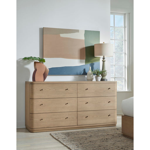 Modus Furniture Penny Six Drawer White Ash Dresser in Buff Cream  655450455902 QXUL82 Main Image