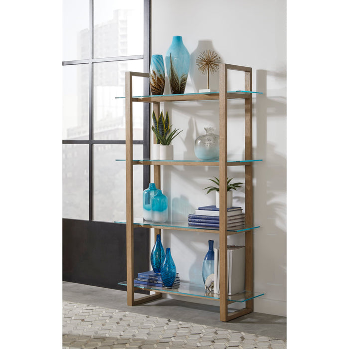 Modus Furniture One Modern Coastal Glass Shelf Bookcase in Solid Wood 655450404658 JVLH19 Main Image