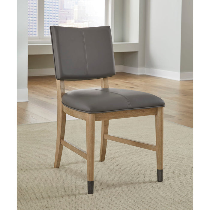 Modus Furniture Franklin Dining Chair in Au Natural and Gray Leather 655450393846 MXNK63 Main Image