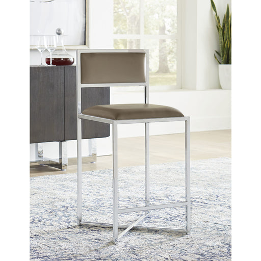 Modus Furniture Amalfi X-Base Counter Stool in Taupe Leather 655450234026 1AE270X Main Image