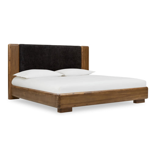 Modus Furniture Boka Chenille Upholstered Acacia Wood Platform Bed in Black and Impala  TVXUH  Image 1