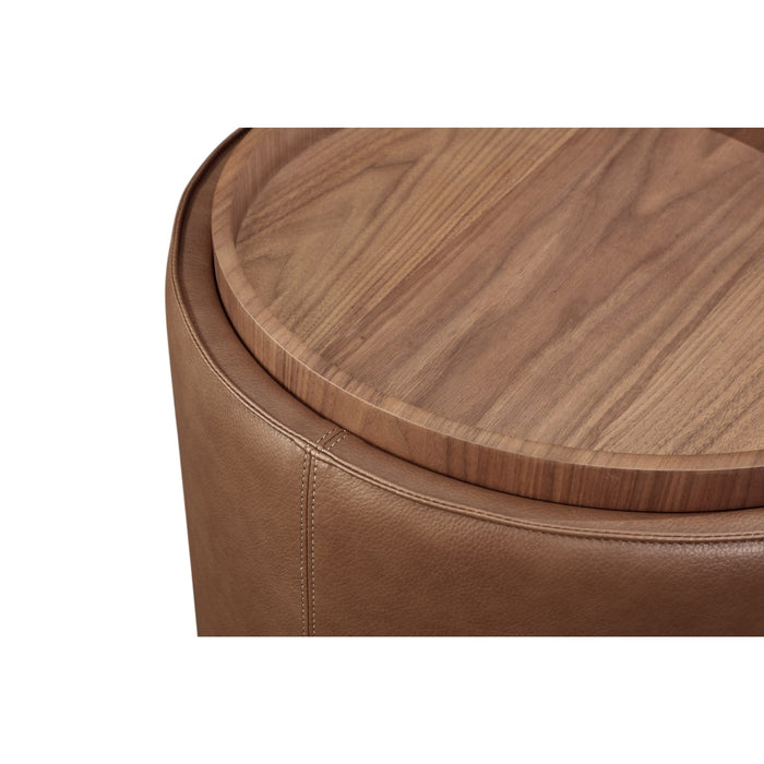 Modus Furniture Yeal Leather Upholstered Storage End Table with Wooden Tray Top 655450483684 VG8422 Image 3