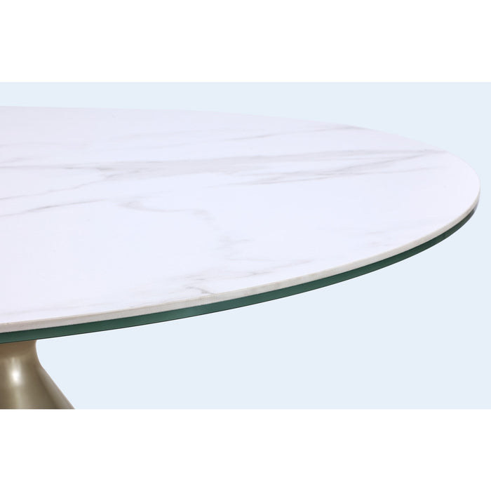 Modus Furniture Winston Stone Top Metal Base Round Dining Table in Oat Milk and Champagne 655450370113 FMKR60 Image 3