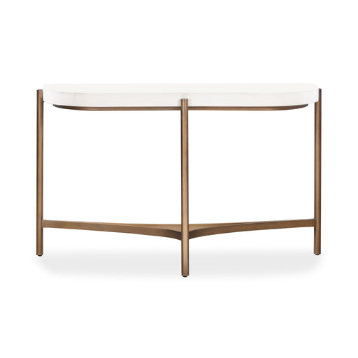 Modus Furniture Lyon Semi-circular White Concrete and Metal Console Table 655450406195 A8N123 Image 1