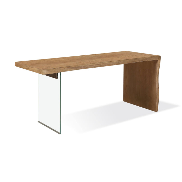 Modus Furniture One Live-Edge White Oak and Glass Console Table in Bisque 655450404689 JVLH23 Image 1