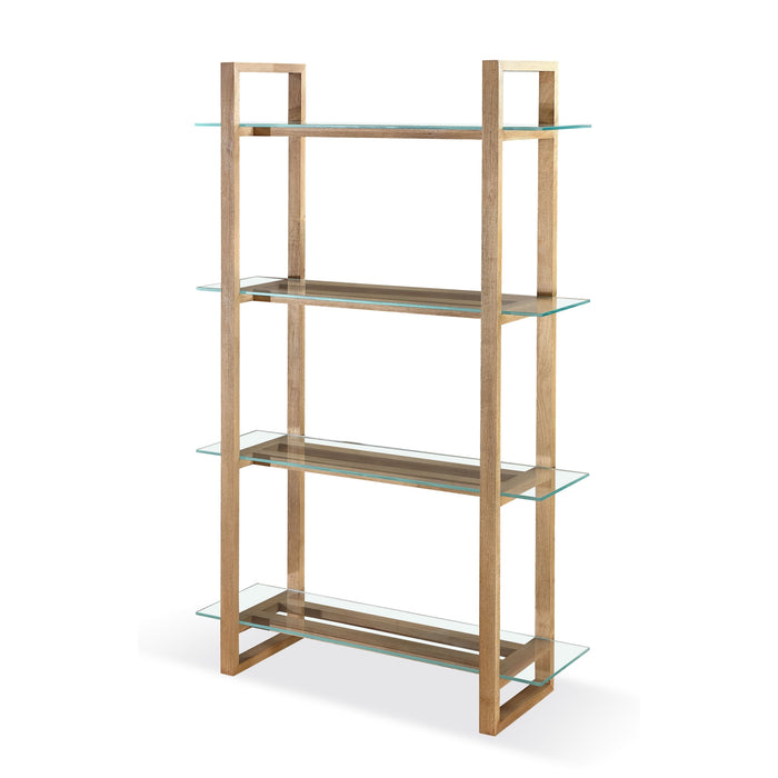 Modus Furniture One Modern Coastal Glass Shelf Bookcase in Solid Wood 655450404658 JVLH19 Main Image