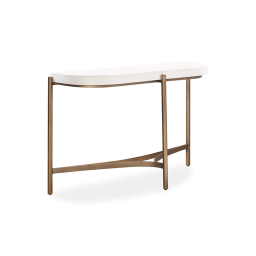 Modus Furniture Lyon Semi-circular White Concrete and Metal Console Table 655450406195 A8N123 Main Image