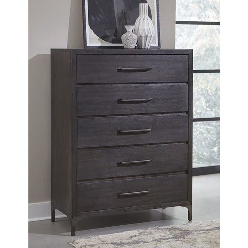 Modus Furniture Lucerne Five-Drawer Metal Leg Chest in Vintage Coffee (2024) 655450432668 5NL284A Main Image