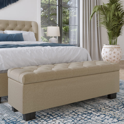 Modus Furniture Levi Tufted Storage Bench in Toast Linen 655450381980 3ZL78846 Main Image