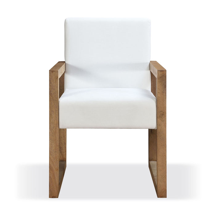 Modus Furniture One Modern Coastal Sled Leg Upholstered Dining Arm Chair in White Pearl and Bisque 655450404535 JVLH64 Image 2