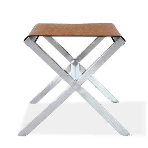 Modus Furniture One Coastal Modern Director's Stool in Stainless Steel and Leather 655450404313 JVHH88B Main Image