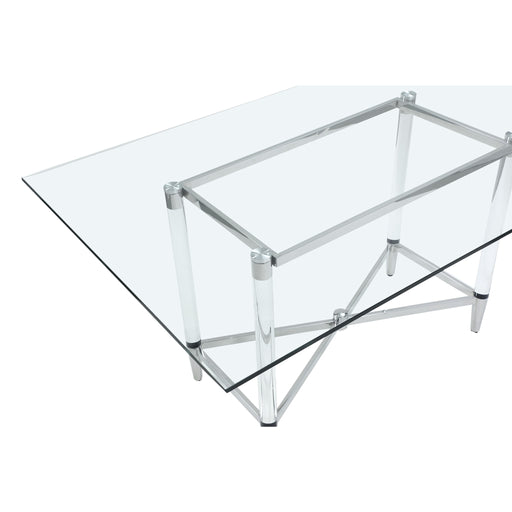 Modus Furniture Marilyn Glass Top Dining Table in Polished Stainless Steel and Clear Acrylic 655450362996 4RV260 Image 1